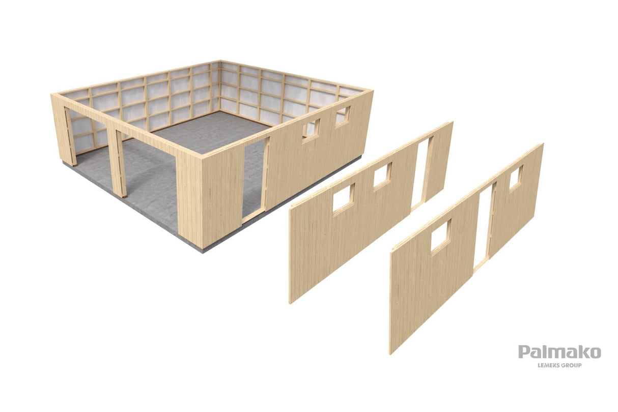 Andre L (6.7x7.4m | 44.7m2) Large Timber Double Garage with Sectional Doors - Palmako UK