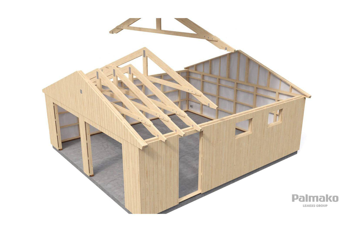 Andre L (6.7x7.4m | 44.7m2) Large Timber Double Garage with Sectional Doors - Palmako UK