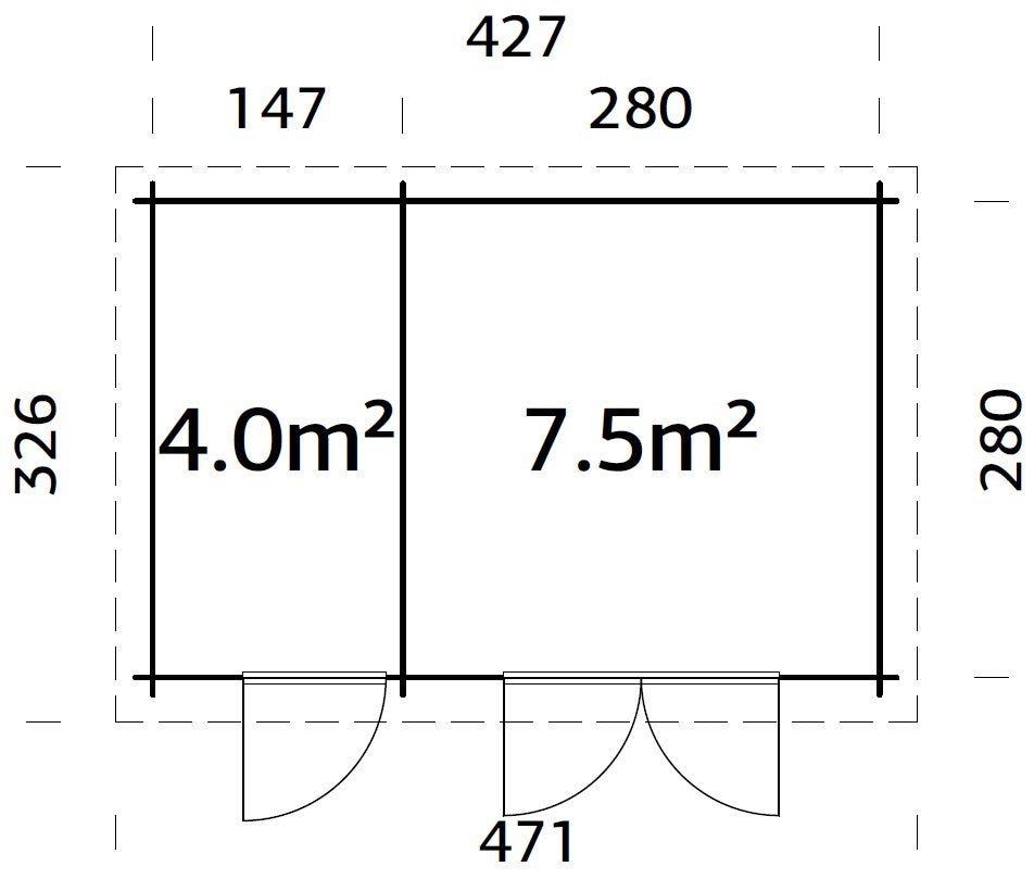 Schönstadt_28 (4,47x3m | 11,5m2 | 28mm) Log Shed - Palmako UK