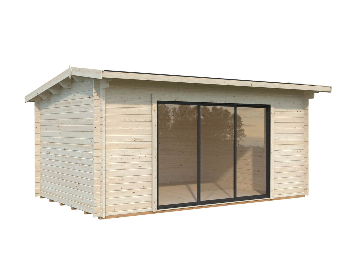 Ines L (4.8x3m | 13.7m2 | 44mm) Spacious Garden Office with Sliding Doors (Double Glazing Available) - Palmako UK