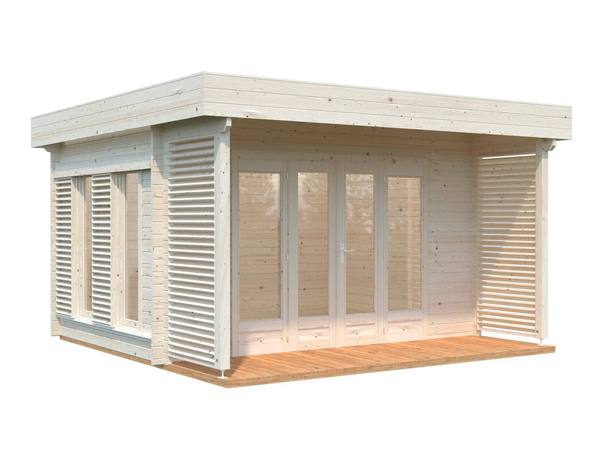 Caroline S (4.1x3.0m | 10.2m2 | 44mm) Summer House with Sliding Shutters - Palmako UK