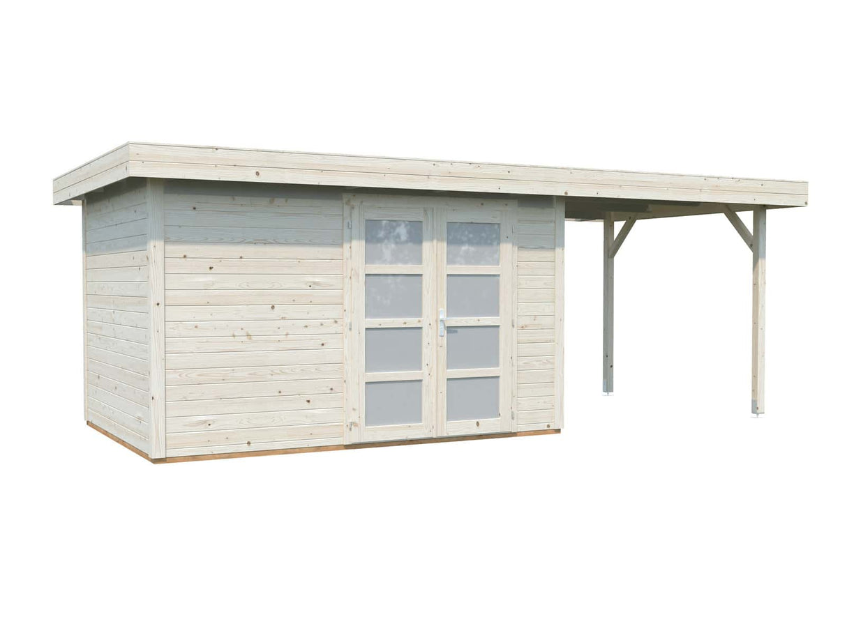 Lara M with Gazebo (5.9x2.5m | 8.4+5.9m2 | 28mm) Modern Garden House - Palmako UK