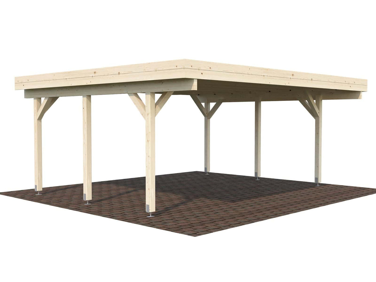 Karl M (6.0x5.1m | 20.6m2) Modern Flat Roof Double Carport or Large Pavilion - Palmako UK