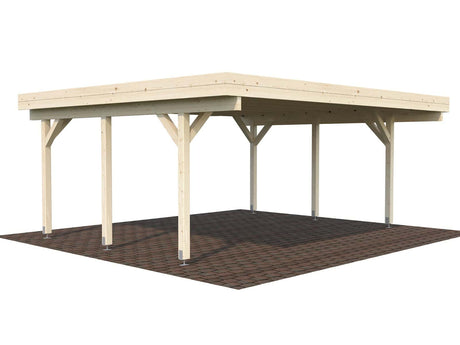 Karl M (6.0x5.1m | 20.6m2) Modern Flat Roof Wooden Carport for Two Cars