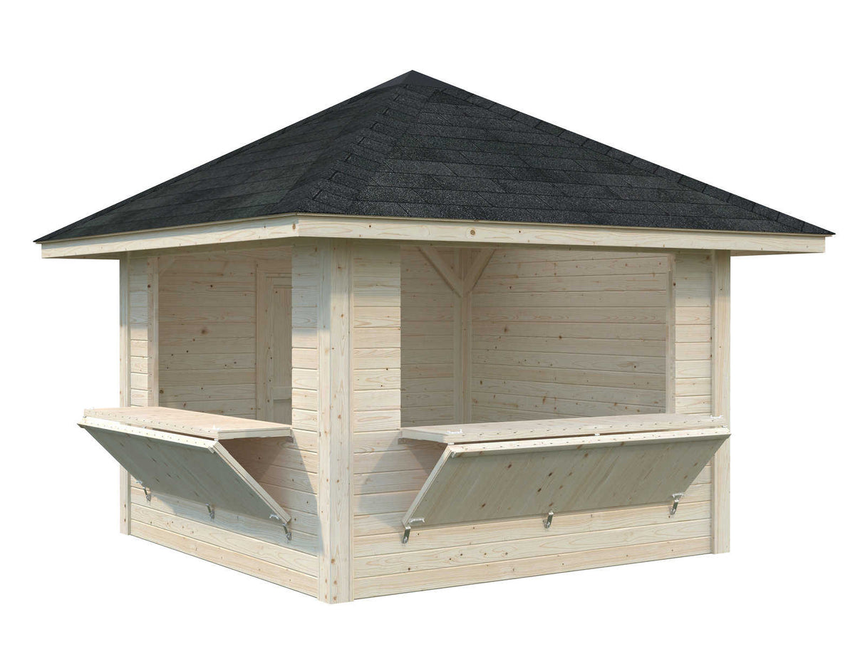 Bianca 105 (3x3m | 8.3m2) Kiosk With Two Hatches - Palmako UK
