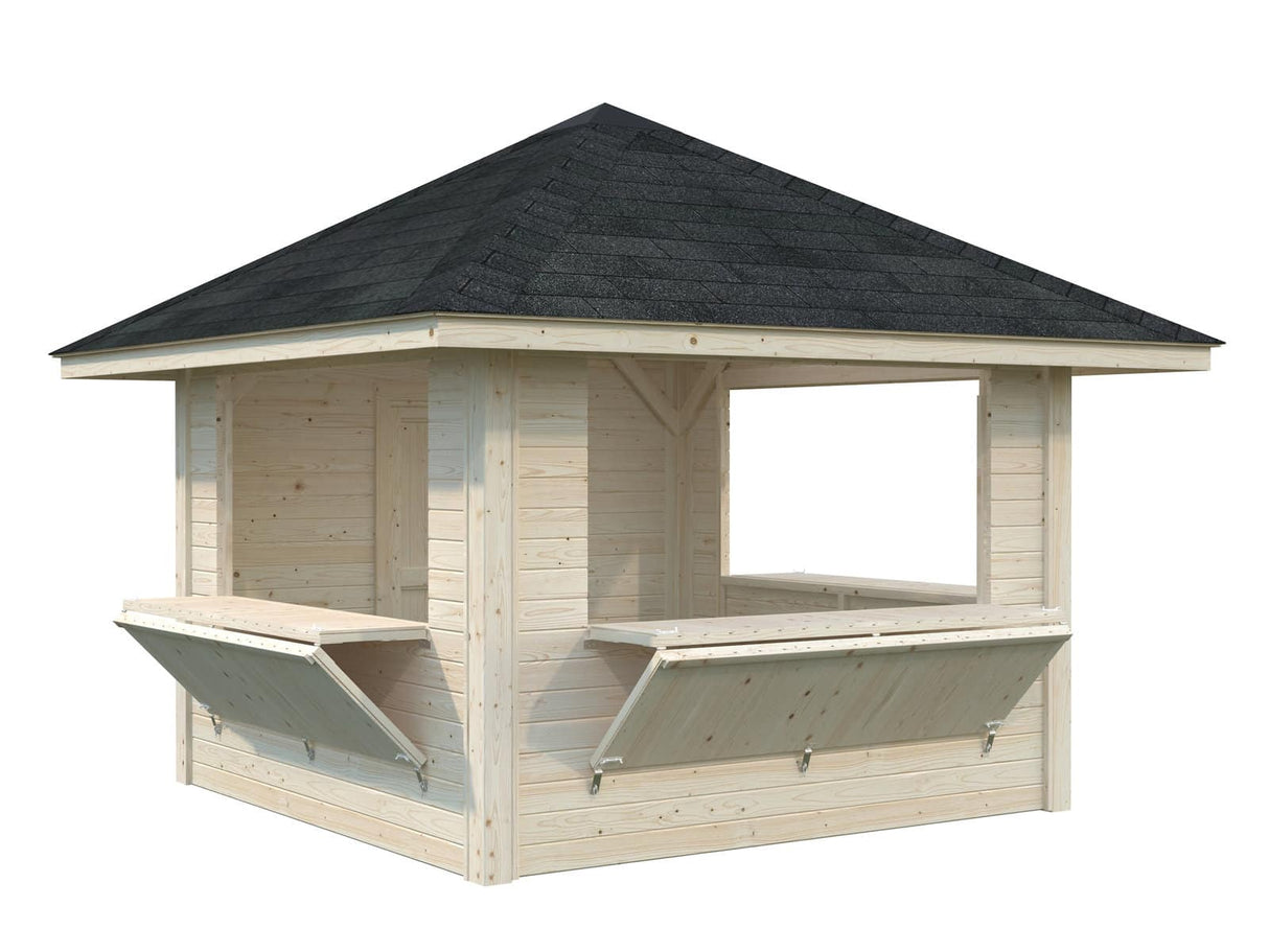 Bianca 106 (3x3m | 8.3m2) Kiosk With Three Hatches - Palmako UK