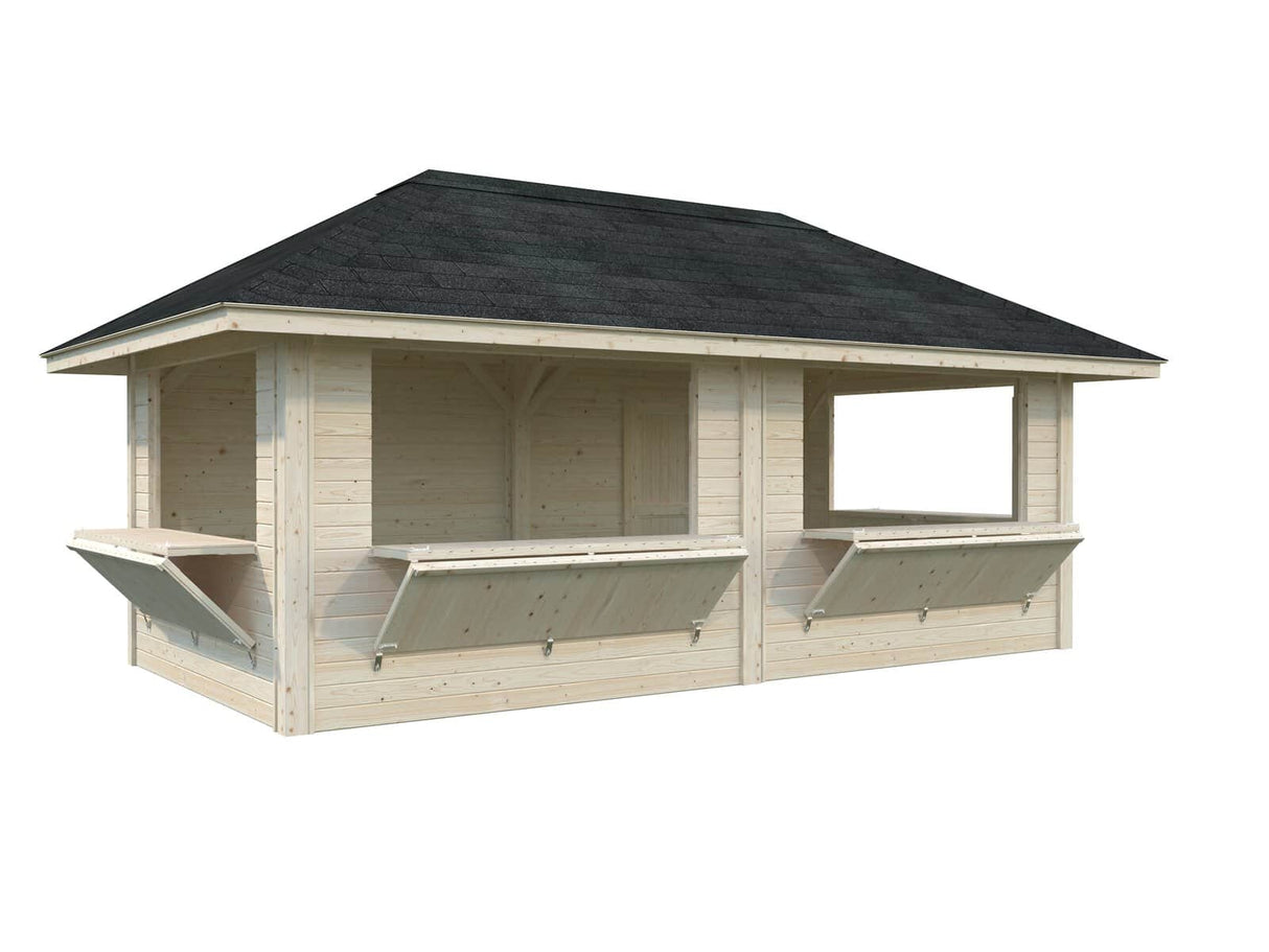 Bianca 112 (5.9x3m | 16.6m2) Double Kiosk With Four Hatches - Palmako UK