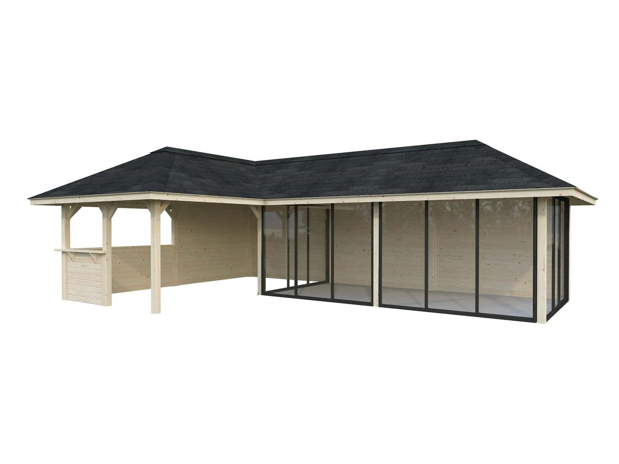 Bianca 221/521 (9x6m | 33.2m2) Glass Garden Room With Sliding Doors (Double Glazing Available) - Palmako UK