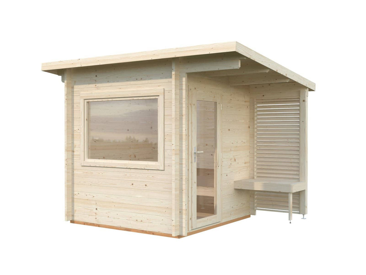 Sanna S (2.3x2.3m | 4.1 m2 | 44mm) Compact Outdoor Sauna - Palmako UK