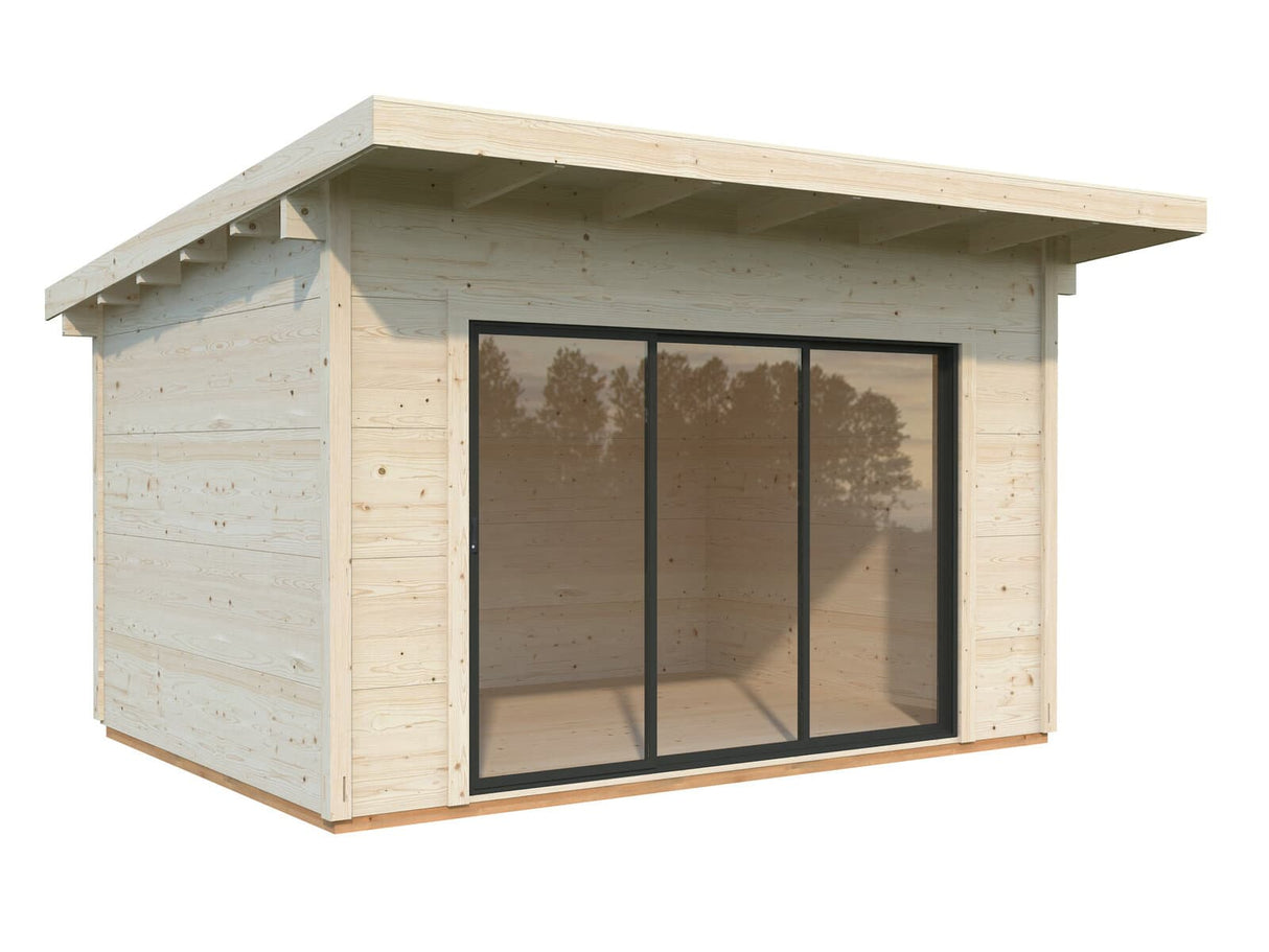 Grace (4x3m | 11.2m2 | 56mm) Year-Round Glue-Laminated Garden Room with Double Glazed Sliding Doors - Palmako UK