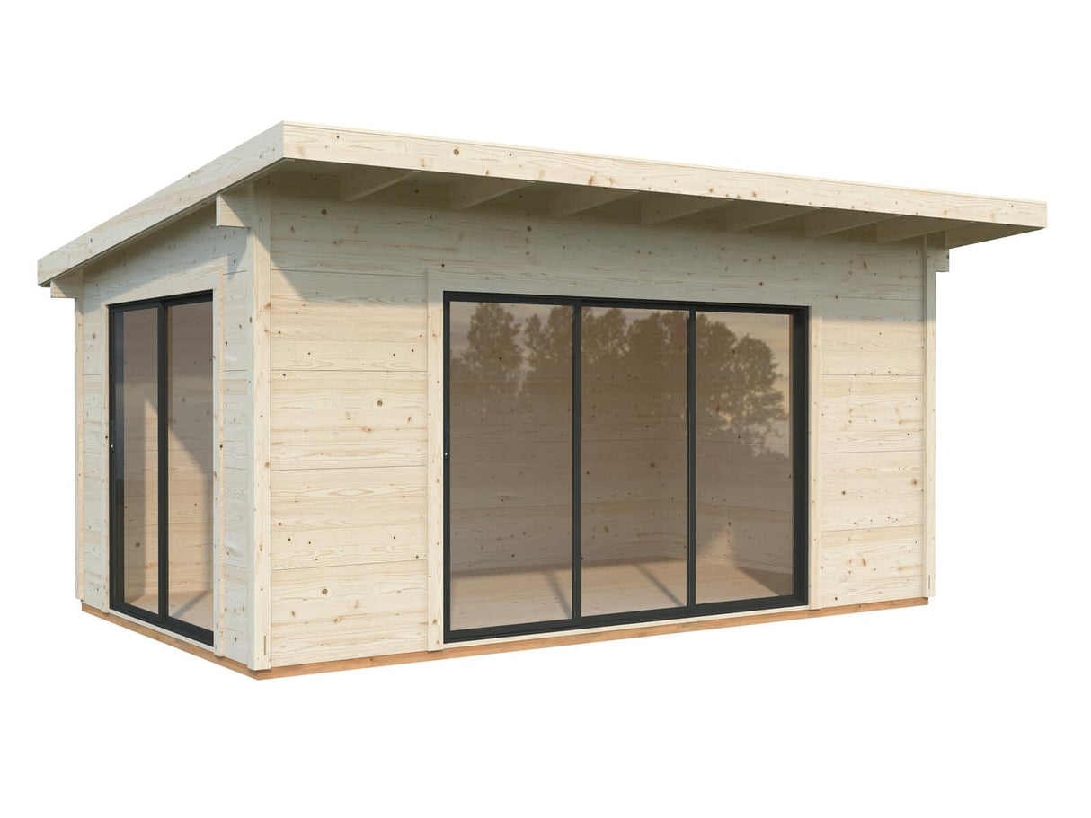 Grace (5x3m | 14.1m2 | 56mm) Year-Round Glue-Laminated Garden House with Double Glazed Sliding Doors - Palmako UK