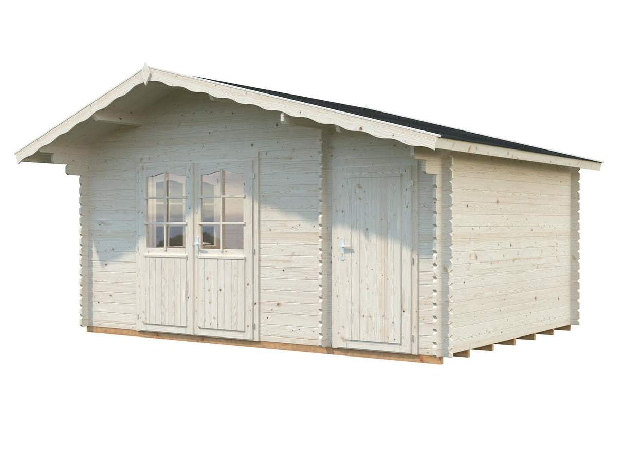 Emma XL (4.7x3.5m | 14.3m2 | 34mm) Alpine Garden Cabin with Side Storage Shed - Palmako UK