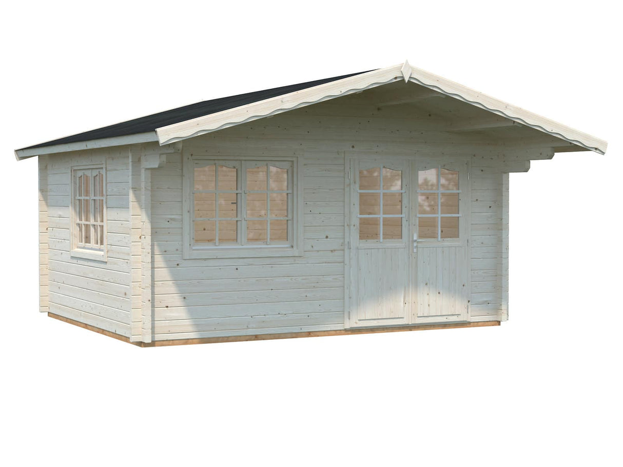 Helena S (4.7x3.8m | 15.1m2 | 70mm) Double Glazed Heavy Duty Garden Log Cabin with Roof Overhang - Palmako UK