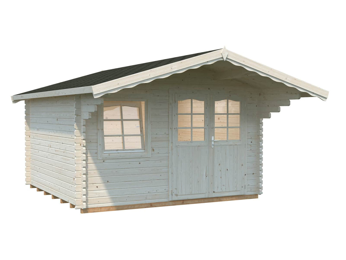 Sally M (3.8x3.8m | 12.3m2 | 44mm) Scandinavian Style Classic Log cabin With Overhang Roof - Palmako UK
