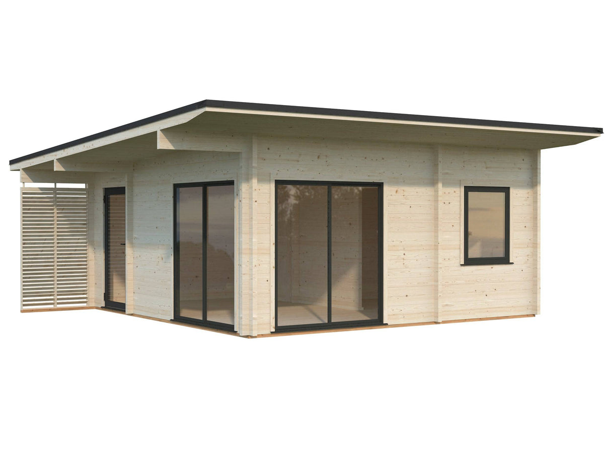 Cecilia L (5,6x5,6m | 27,2m2 | 70mm) Spacious 2,5-Room Modern Log Cottage with Aluminium Doors and Windows - Palmako UK
