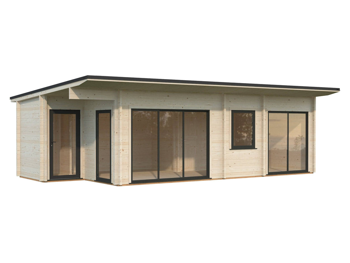 Cecilia XXL (9,1x4,4m | 32m2 | 70mm) Spacious 3-Room Modern Log Cottage with Aluminium Doors and Windows - Palmako UK