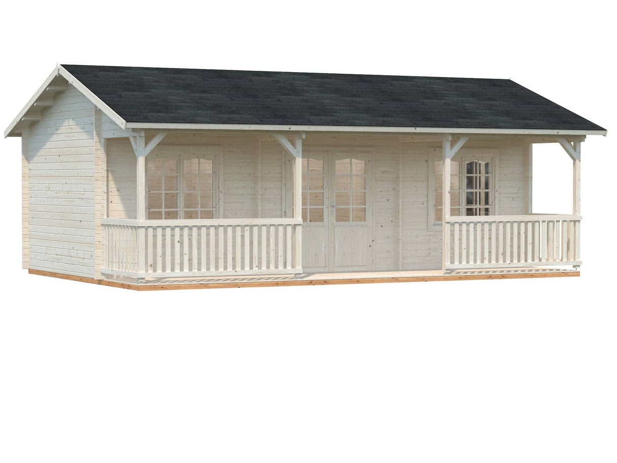 Sandra L (7.9x3.7m | 25.6+11.1m2 | 44mm) Multi-Room Log Cabin - Palmako UK