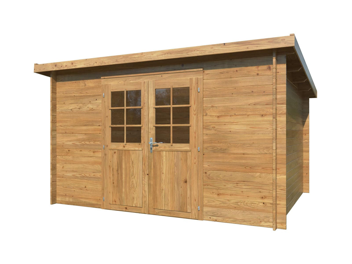 Alice M (3.6x3m | 9.0m2 | 28mm) Pressure Treated Garden Shed with Double Doors - Palmako UK