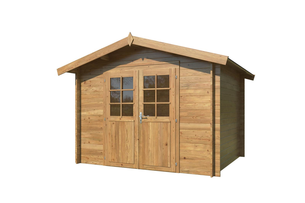 Valentine M (2.8x2.3m | 6.1m2 | 28mm) Pressure Treated Double Door Garden Shed Log Cabin - Palmako UK