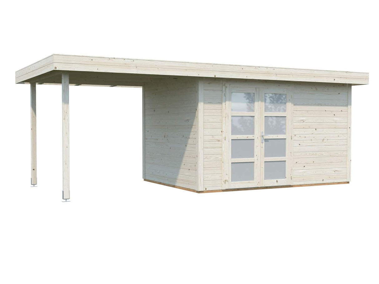 Lara M with Gazebo (5.9x2.5m | 8.4+5.9m2 | 28mm) Modern Garden House - Palmako UK