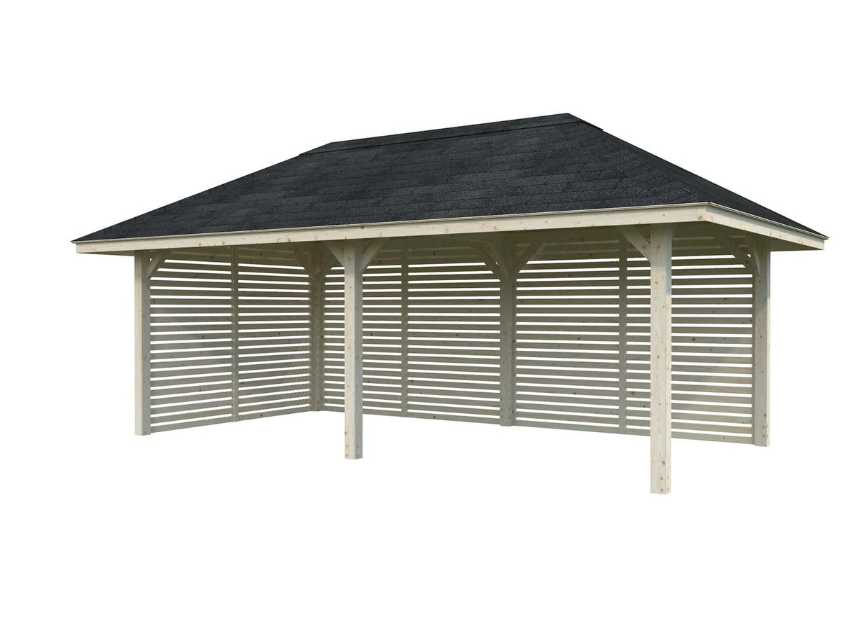 Bianca 109 (6x3m | 16.6m2) Large Corner Pavilion with Louvre Walls - Palmako UK