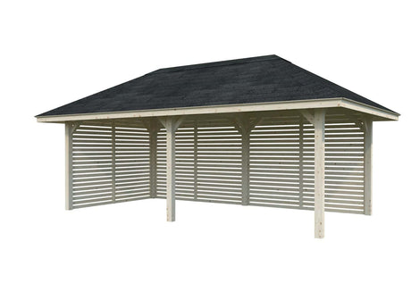 Bianca 109 (6x3m | 16.6m2) Large Corner Pavilion with Louvre Walls - Palmako UK