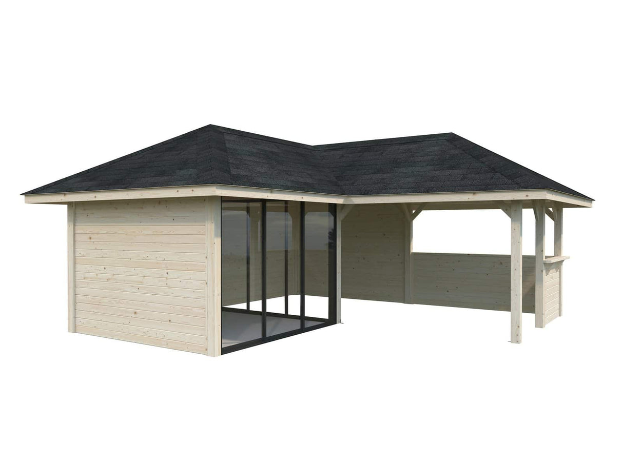 Bianca 209/509 (6x6m | 24.9m2) Corner Garden Room With Outdoor Kitchen Area (Double Glazing Available) - Palmako UK