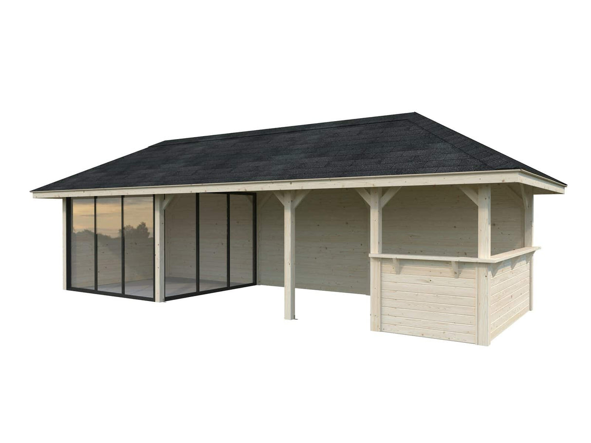 Bianca 215/515 (9x3m | 24.9m2) Glass Garden Room With Sliding Doors (Double Glazing Available) - Palmako UK