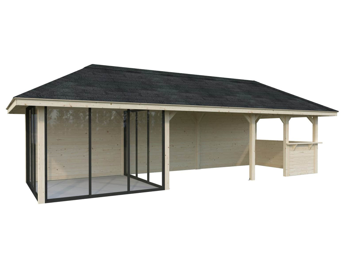Bianca 216/516 (9x3m | 24.9m2) Glass Garden Room With Sliding Doors (Double Glazing Available) - Palmako UK