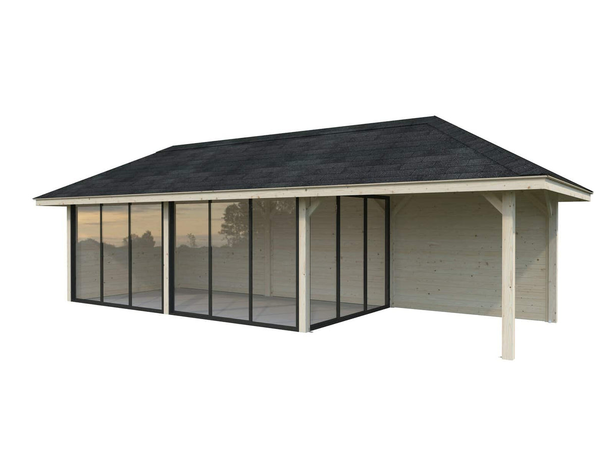 Bianca 217/517 (9x3m | 24.9m2) Glass Garden Room With Sliding Doors (Double Glazing Available) - Palmako UK