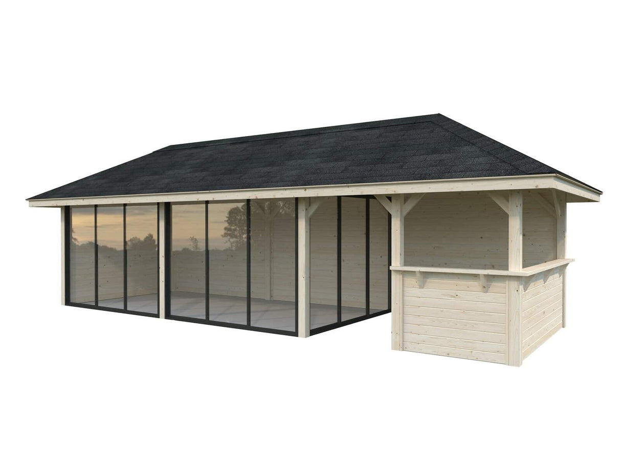 Bianca 219/519 (9x3m | 24.9m2) Glass Garden Room With Sliding Doors (Double Glazing Available) - Palmako UK