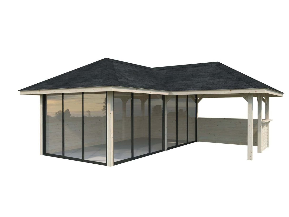 Bianca 223/523 (6x6m | 24.9m2) Glass Garden Room With Sliding Doors (Double Glazing Available) - Palmako UK