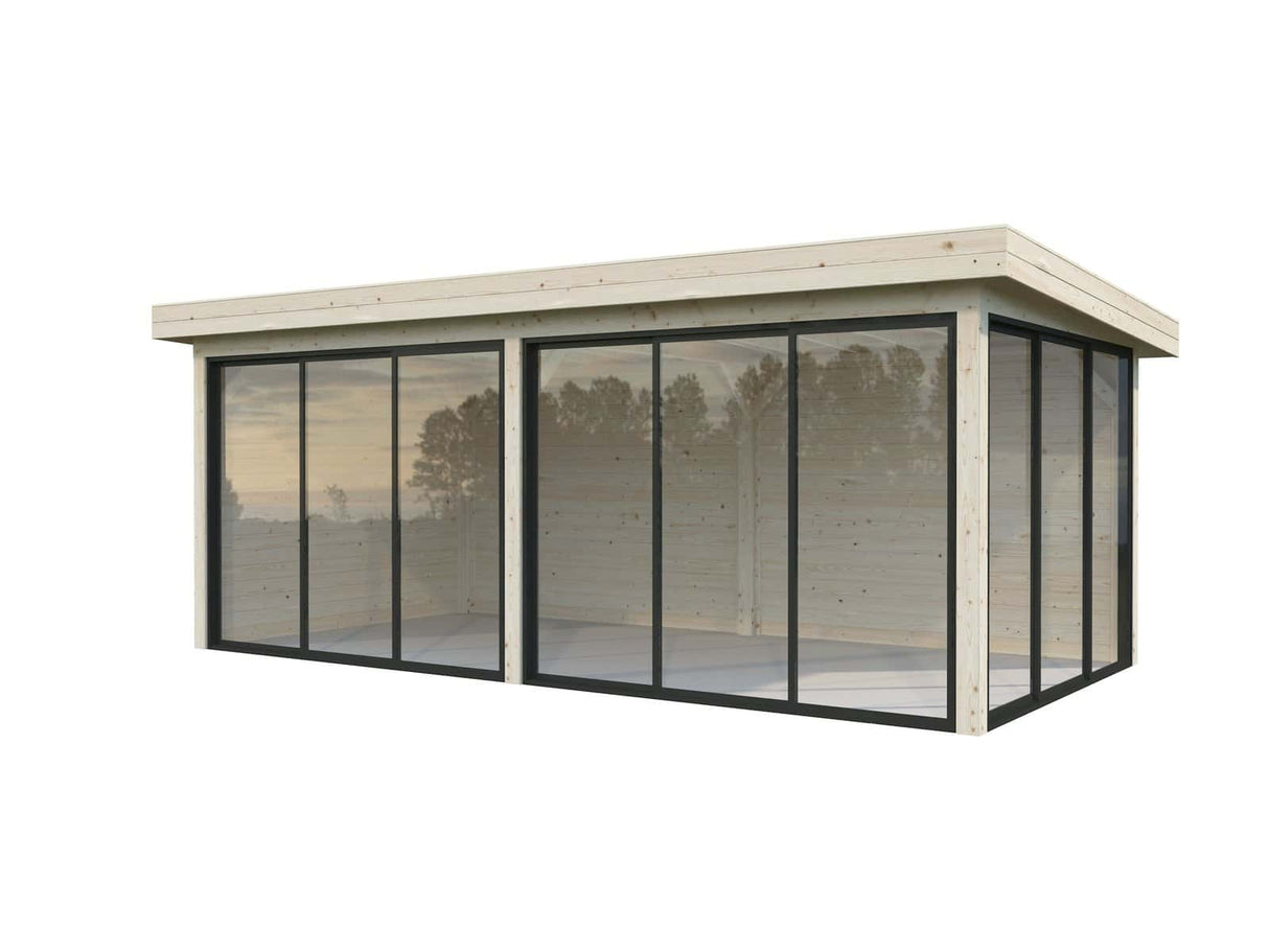 Lenna 402/702 (6x3m | 16.6m2) Glass Garden Room With Sliding Doors (Double Glazing Available) - Palmako UK