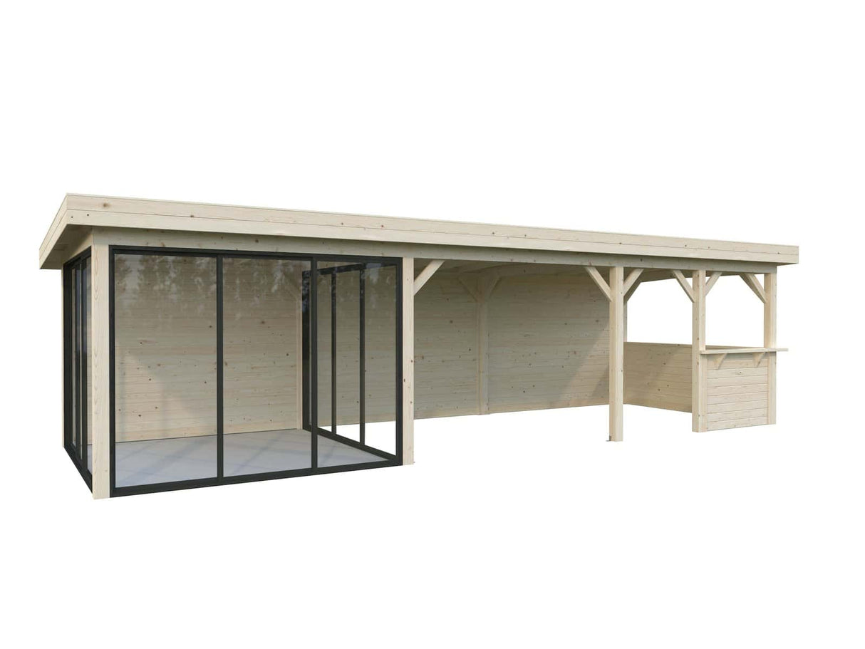 Lenna 416/716 (9x3m | 24.9m2) Glass Garden Room With Sliding Doors (Double Glazing Available) - Palmako UK