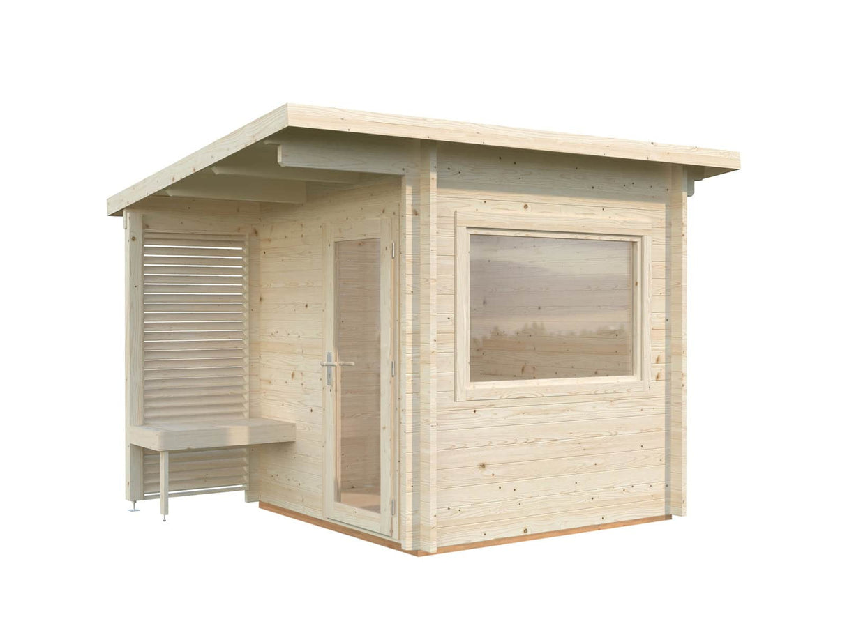 Sanna S (2.3x2.3m | 4.1 m2 | 44mm) Compact Outdoor Sauna - Palmako UK