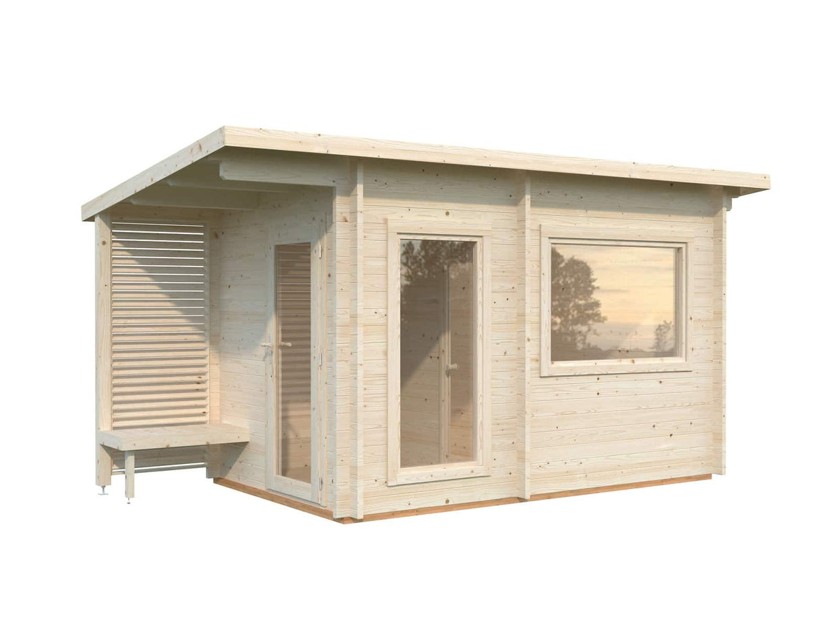 Sanna M (3,7x2.3m | 6.8m2 | 44mm) Modern Garden Sauna with Dressing Room - Palmako UK