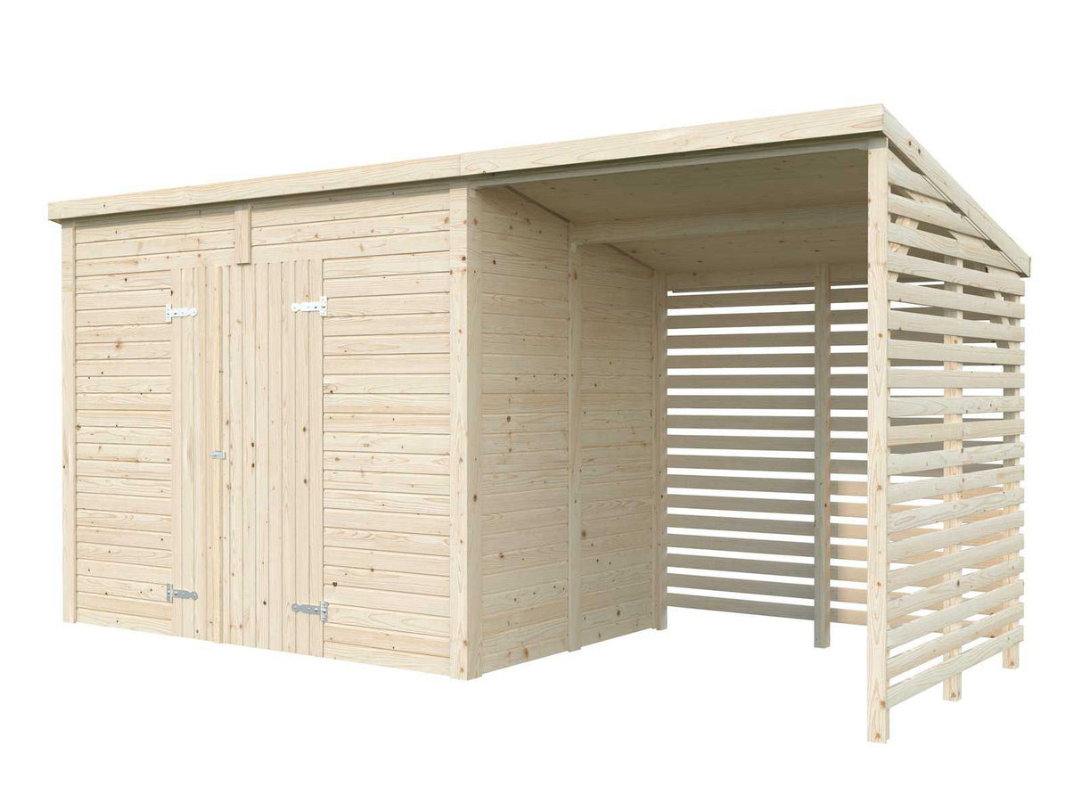 Leif XL (4.6x1.7m | 4.5+2.9m2) Spacious Garden Shed - Palmako UK
