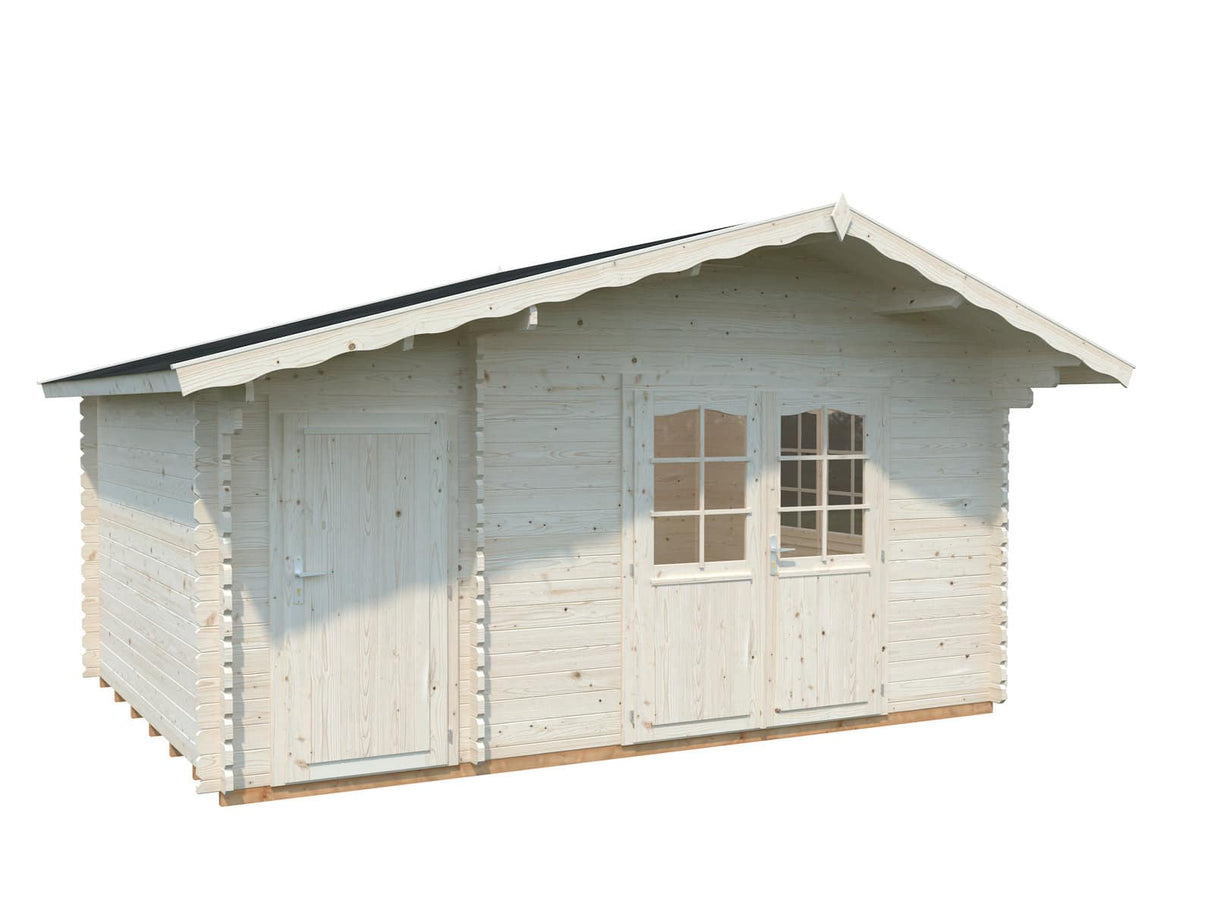 Emma XL (4.7x3.5m | 14.3m2 | 34mm) Alpine Garden Cabin with Side Storage Shed - Palmako UK