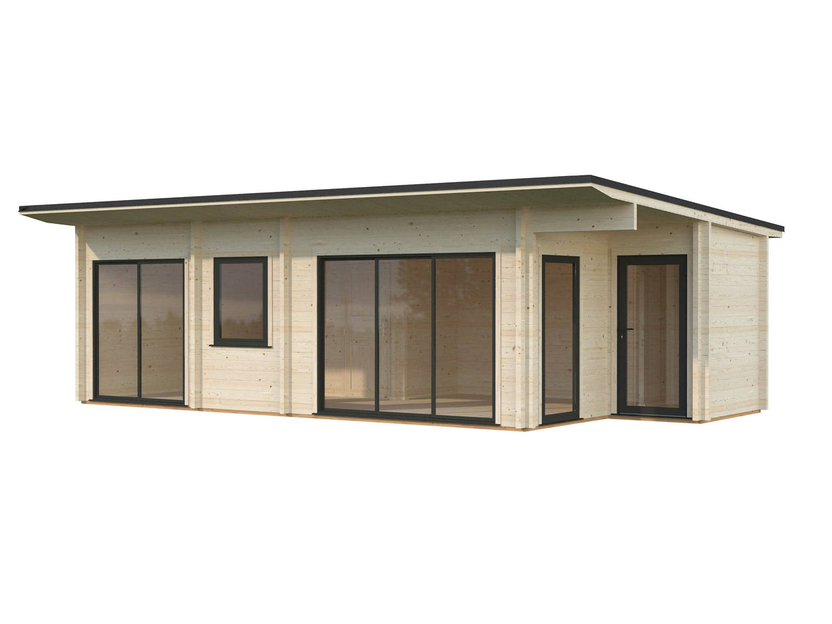 Cecilia XXL (9,1x4,4m | 32m2 | 70mm) Spacious 3-Room Modern Log Cottage with Aluminium Doors and Windows - Palmako UK