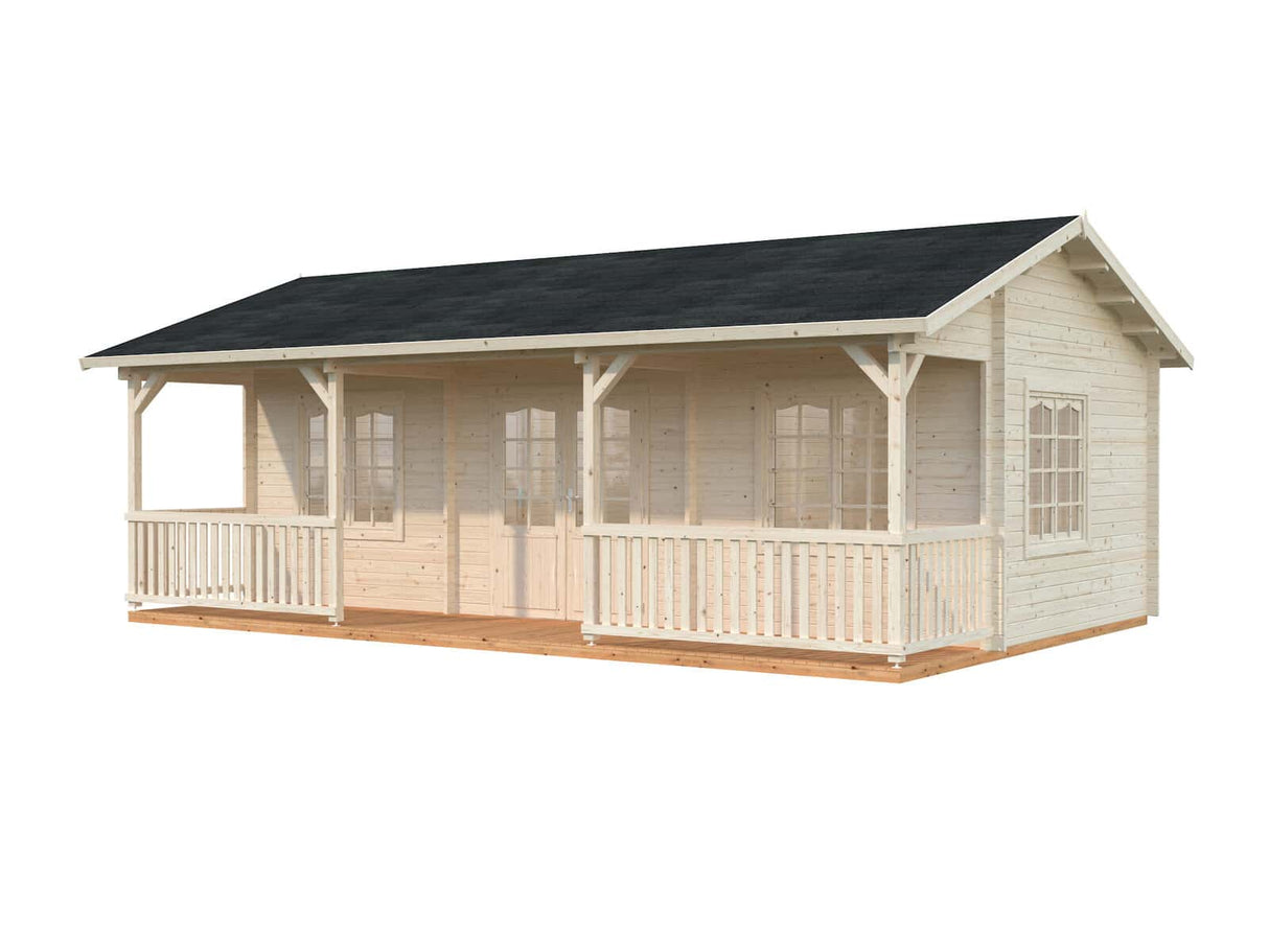 Sandra L (7.9x3.7m | 25.6+11.1m2 | 44mm) Multi-Room Log Cabin - Palmako UK