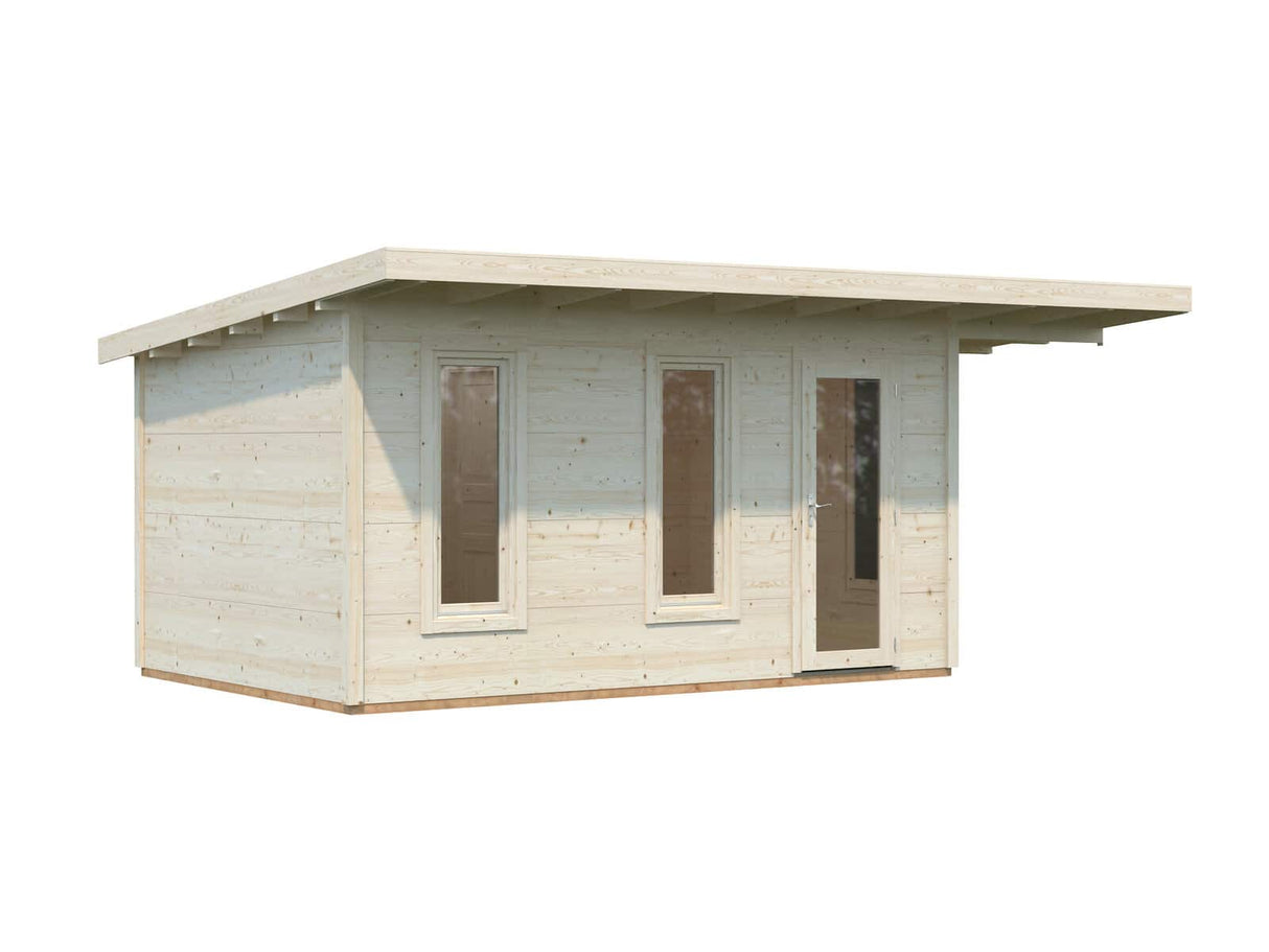 Grace (4.5x2.9m | 12.4+4.1m2 | 56mm) Year-Round Glue-Laminated Garden Room With Canopy - Palmako UK