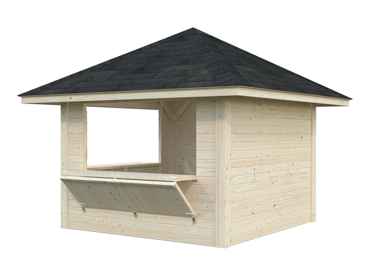 Bianca 105 (3x3m | 8.3m2) Kiosk With Two Hatches - Palmako UK