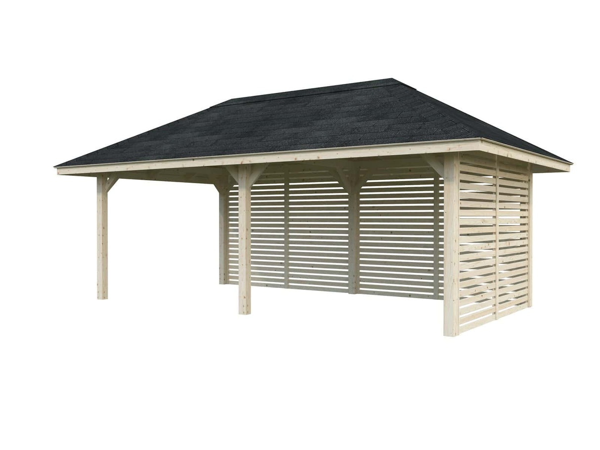 Bianca 109 (6x3m | 16.6m2) Large Corner Pavilion with Louvre Walls - Palmako UK