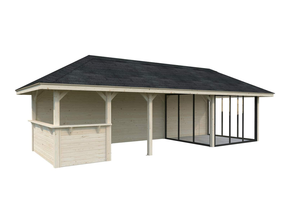 Bianca 216/516 (9x3m | 24.9m2) Glass Garden Room With Sliding Doors (Double Glazing Available) - Palmako UK
