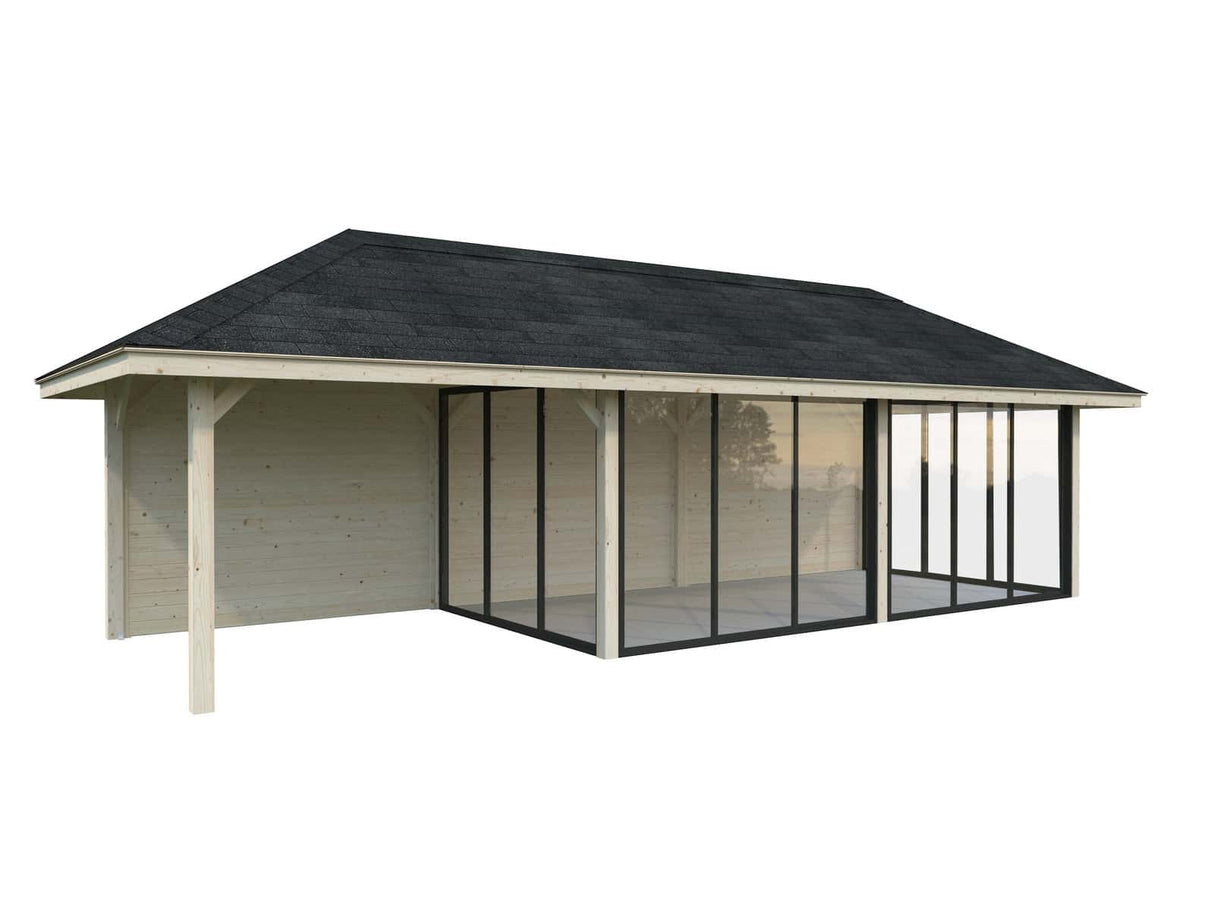 Bianca 218/518 (9x3m | 24.9m2) Glass Garden Room With Sliding Doors (Double Glazing Available) - Palmako UK