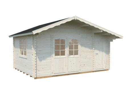 Emma L (4.7x3.5m | 14.3m2 | 34mm) Alpine Garden Cabin with Side Storage Shed