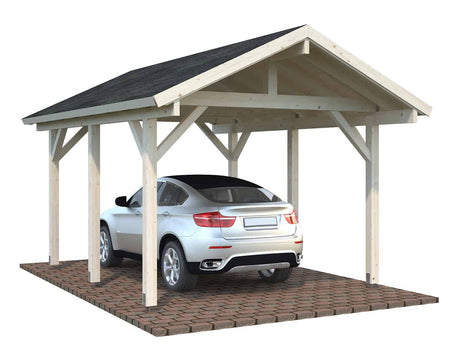 Robert S (3.2x3.7m | 11.7m2) Pitched Roof Timber Carport for One Car