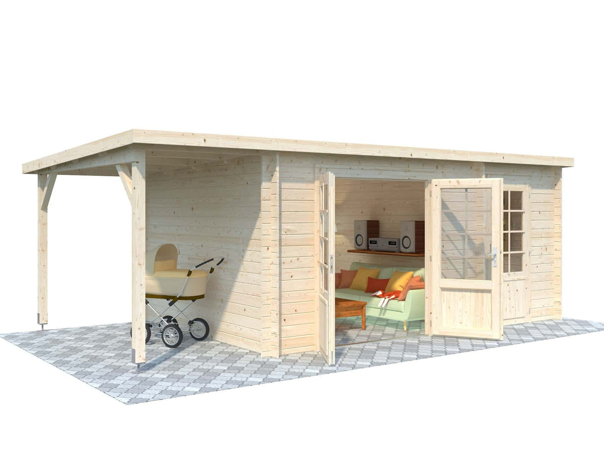 Ella (6.1x3.2m | 13.1+3.9m2 | 28mm) Roof Summer House - Palmako UK
