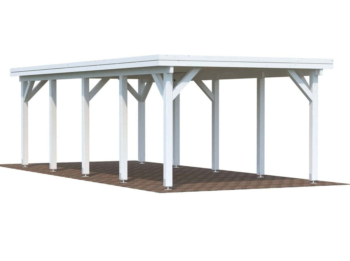 Karl L (3.6x7.6m | 23.1m2) Flat Roof Timber Single Car Carport or Garden Pavilion - Palmako UK