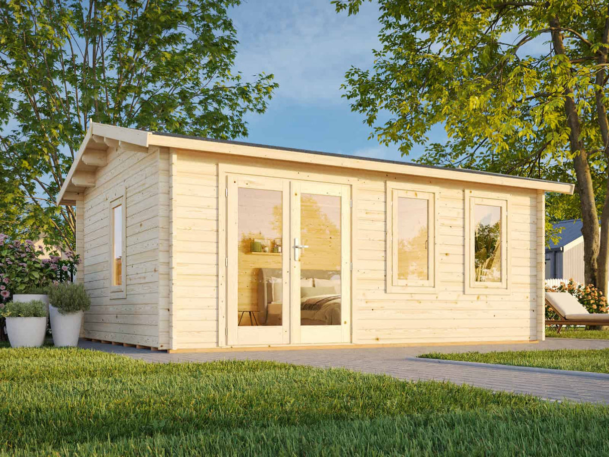 Iris L (5.3x4.1m | 19.1m2 | 44mm) Double Glazed Summer House with Double Doors  (2024 Upgraded Model) - Palmako UK